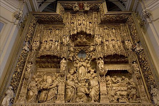 大教堂,内景,主祭台,萨拉戈萨,阿拉贡,西班牙