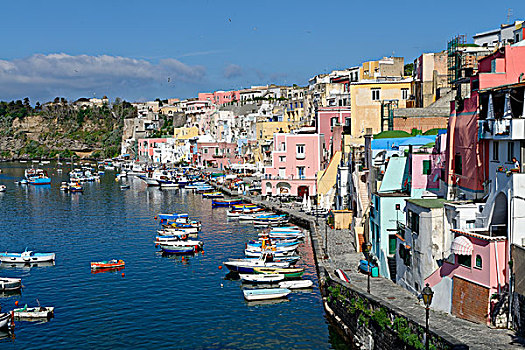 码头,普罗奇达,岛屿,那不勒斯湾,坎帕尼亚区,意大利,欧洲