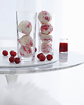 玻璃,树莓,波纹,冰淇淋