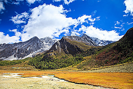 川西风光稻城亚丁,雪山草甸森林河流