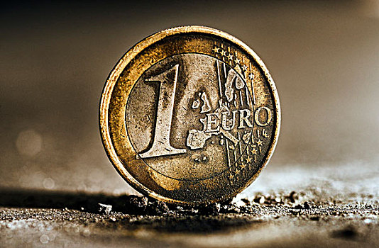 烧,1欧元,硬币,象征,欧元,危机