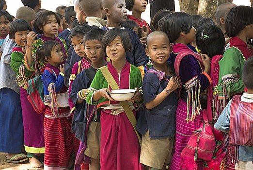 学童,克伦邦,部落,东北方,清迈,北方,泰国