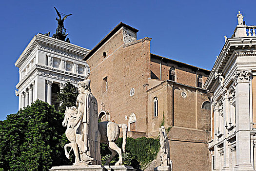 雕塑,正面,教堂,玛丽亚,首都,山,国家,纪念建筑,以马利,罗马,拉齐奥,意大利,欧洲