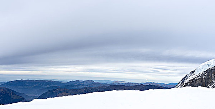 雪景,山,云,天空