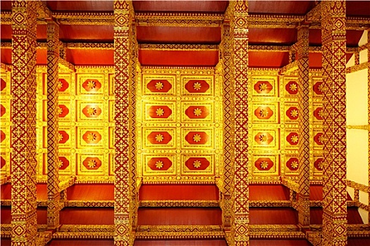 泰国,风格,庙宇,天花板
