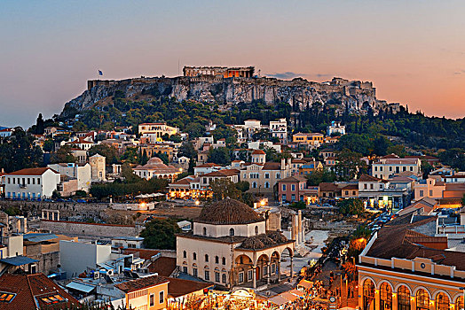 雅典,天际线,屋顶,风景,希腊