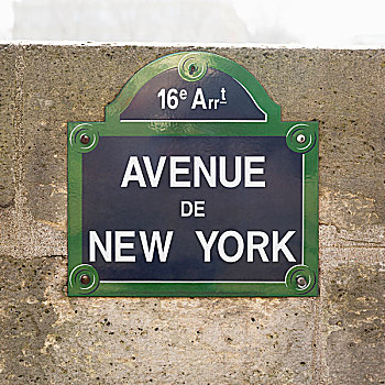特写,路标,道路,纽约,巴黎,法国