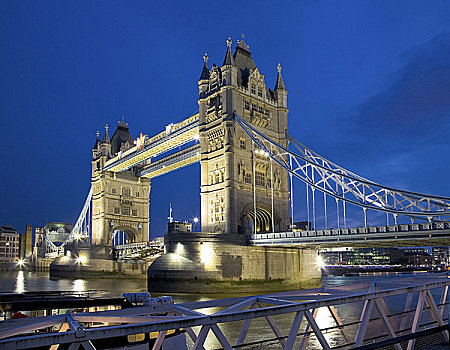 英格兰,伦敦,塔桥,一个,地标建筑,黄昏