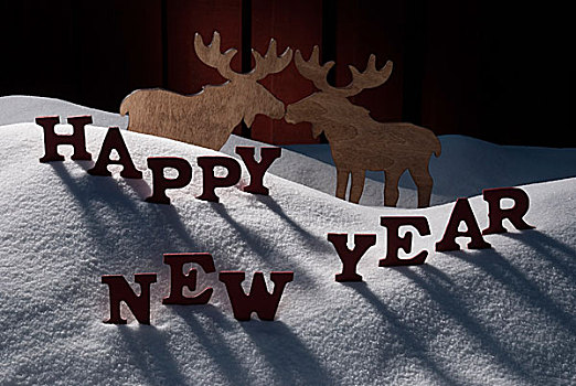 圣诞贺卡,驼鹿,情侣,雪,新年快乐