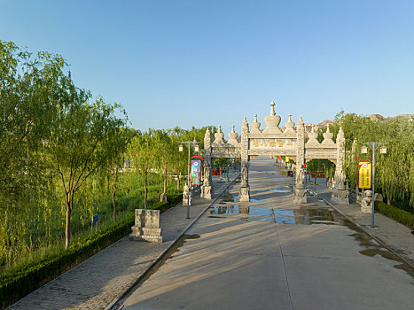 宁夏吴忠市青铜峡市一百零八塔景区航拍图片