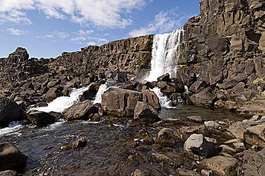 瀑布,美国东岸,裂隙,冰岛