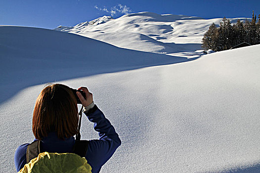 游客,照片,雪景