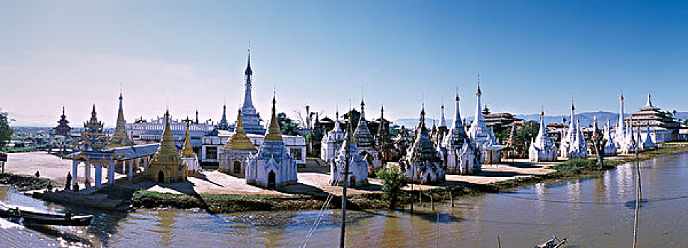佛教寺庙,佛塔,亚瓦马,茵莱湖,掸邦,缅甸,亚洲