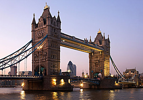 风景,泰晤士河,展示,塔桥,光亮,瑞士再保险塔,伦敦,英国