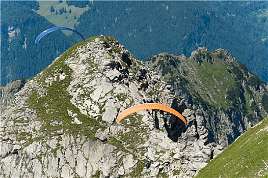 滑翔伞,山