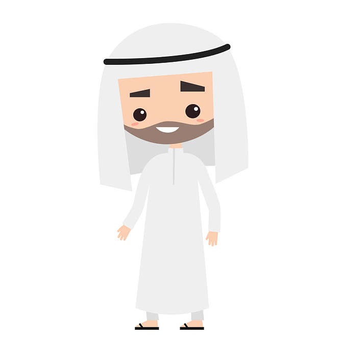 微笑_阿拉伯_男人_穿_国家_矢量_卡通_艺术_高清图片_全景视觉