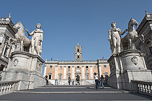 两个,上面,广场,坎皮多利奥,卡皮托利尼山,罗马,意大利,欧洲