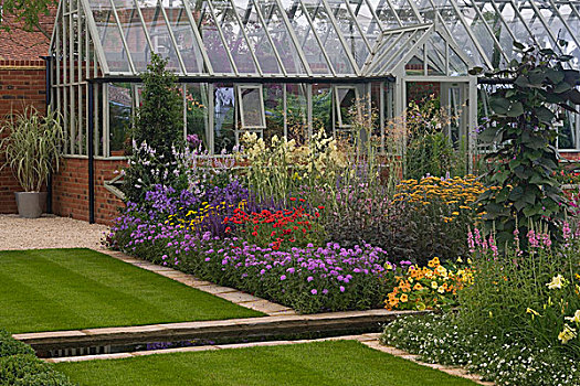 园墙,别墅花园,植物,邮件,花园,亭子,2008年,英格兰,设计师,玫瑰红色