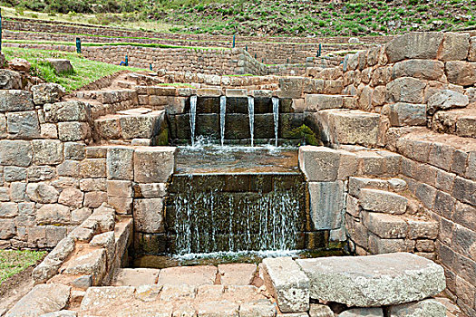 印加,喷泉,遗址,东南部,库斯科,库斯科市,秘鲁,南美