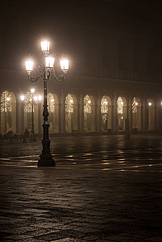 广场,圣马可广场,威尼斯,晚上,圣诞节,时期,氛围,灯光,拱廊