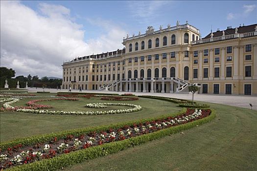 美泉宫,花坛,维也纳,奥地利,欧洲