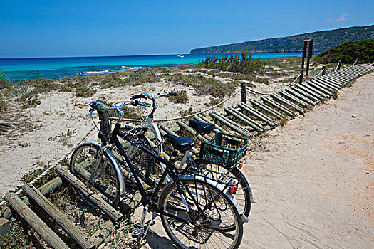 海滩,自行车,福门特拉岛,巴利阿里群岛