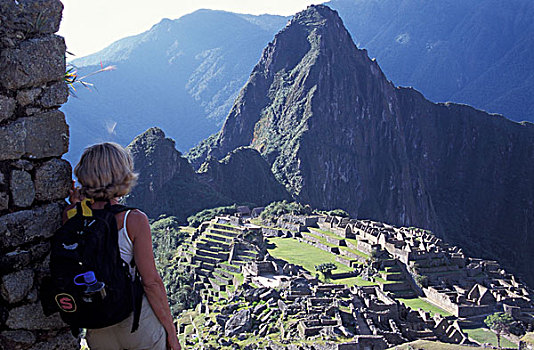 南美,秘鲁,马丘比丘,安迪斯山脉,游人,远眺,古迹