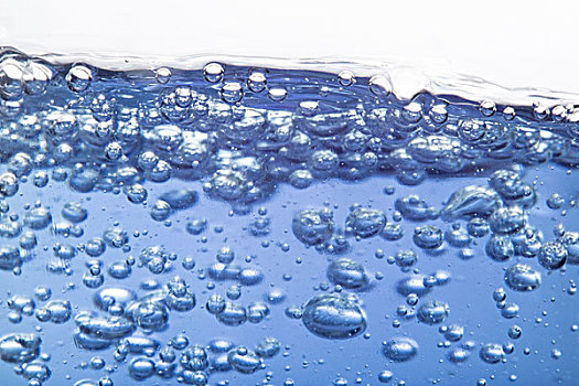 特写,蓝色背景,水,泡泡