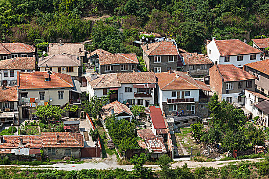 保加利亚,中心,山,大特尔诺沃,老,要塞,区域,俯视图,乡村
