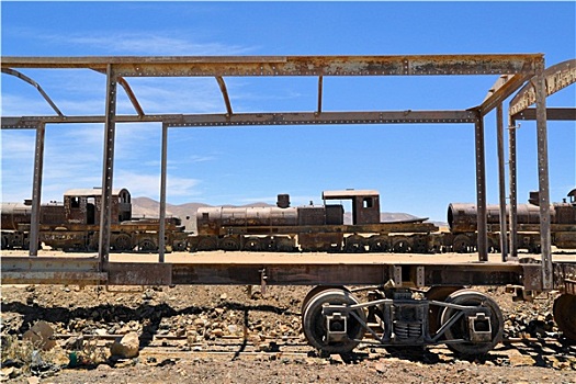 生锈,火车头,列车,墓地,玻利维亚