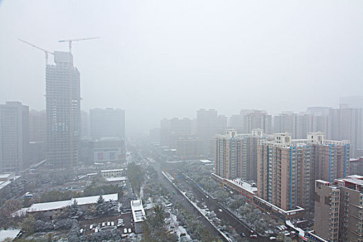 城市雪景