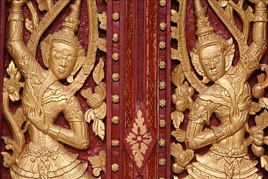 老挝,琅勃拉邦,佛教,神,寺院