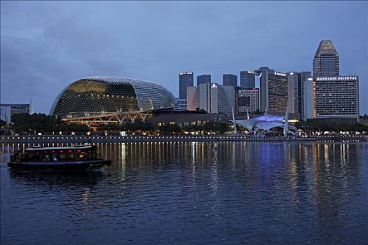 音乐厅,天际线,新加坡河,休闲场所,新加坡,亚洲
