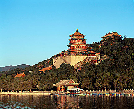 宫殿,水岸,颐和园,昆明湖,北京,中国