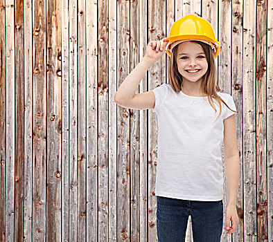 建筑,人,概念,微笑,小女孩,防护,头盔