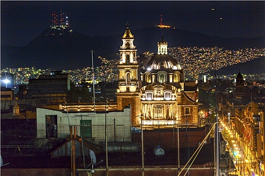 广场,圣诞老人,佐卡罗,墨西哥城,圣诞节,夜晚