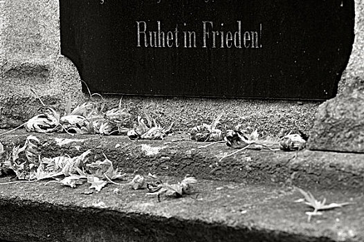 墓碑,秋天,叶子,黑色,白色,慕尼黑,巴伐利亚,德国,欧洲