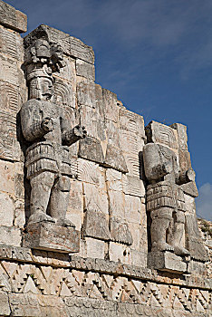 男像柱,塑像,宫殿,面具,卡巴,场所,尤卡坦半岛,墨西哥