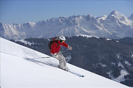 奥地利,男人,滑雪,山,斜坡