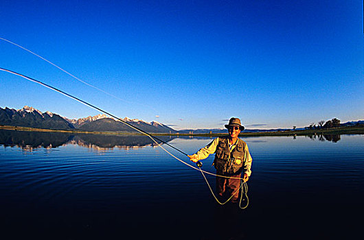 钓鱼,山谷,蒙大拿