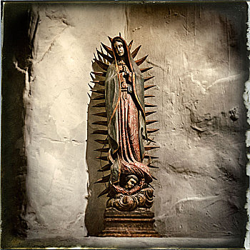 雕塑,圣母玛利亚,阳光