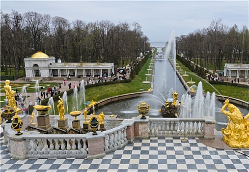 大喷泉,雕塑,彼得夏宫,宫殿,彼得斯堡,俄罗斯