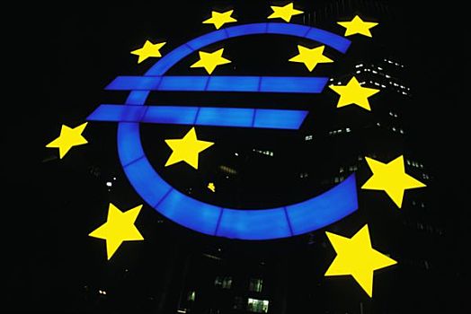 德国,黑森州,欧洲,中央银行,霓虹,欧元标志,星,正面