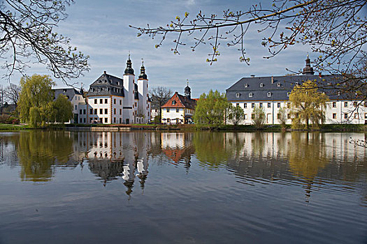 城堡,农业,博物馆,反射,水,靠近,萨克森,德国,欧洲