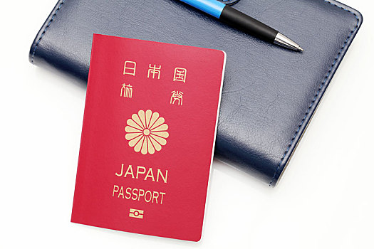 日本,护照,皮革,笔记本,隔绝,白色背景,背景