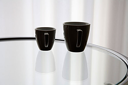 咖啡杯,意式特浓咖啡杯,反射,玻璃桌