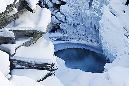 阿萨巴斯卡瀑布,冬天,艾伯塔省,加拿大