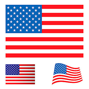 插画,收集,旗帜,象征,美国