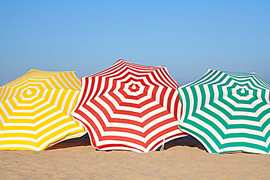 彩色,伞,海滩