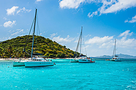 帆船,锚定,多巴哥岛,格林纳丁斯群岛,加勒比